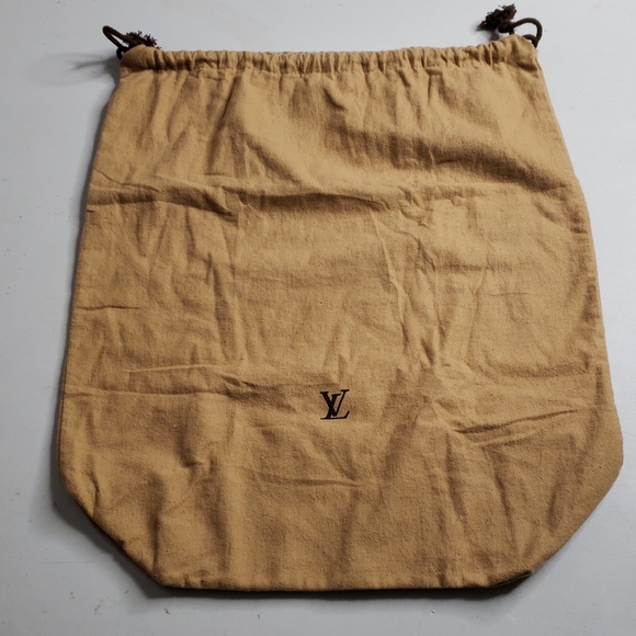 Louis Vuitton Accessories - Louis Vuitton 100% Cotton Large Logo Drawstring Dust Bag Soft Neutral Italy